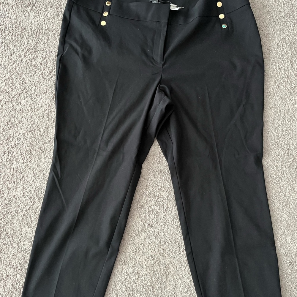 LOFT Black Trousers with Gold Button Detail